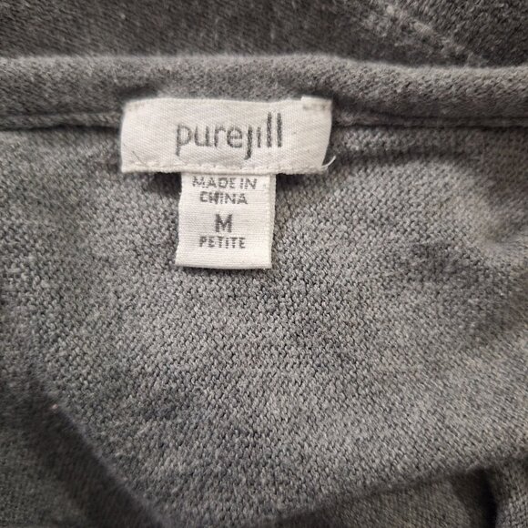 Pure Jill gray cashmere cotton blend peblum shirt size medium - Picture 3 of 4
